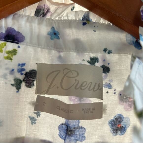 J. Crew Classic-fit Ruffleneck Shirt In Airy Floral Button Down Blouse Top NEW 2 - Picture 4 of 6